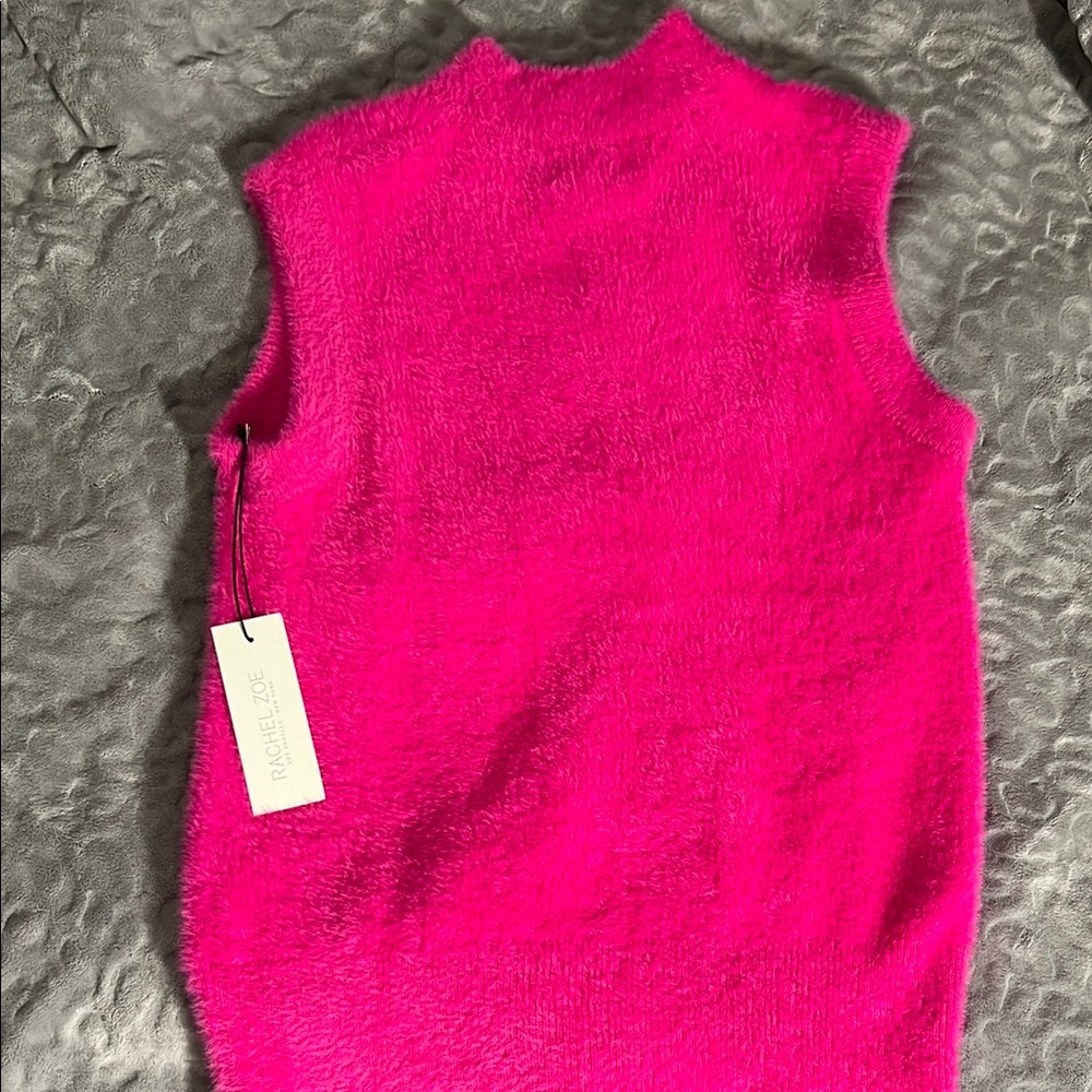 Rachel Zoe Fuzzy Pink Sleeveless Sweater Vest size Small